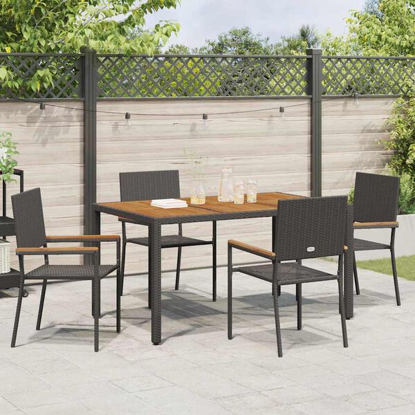 vidaXL Garten Essgruppe 5 pcs Schwarz Poly-Rattan