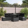 vidaXL Garten-Sofa-Set mit Speicher 6 pcs Schwarz Poly Rattan