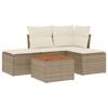 vidaXL 5-tlg. Garten-Sofagarnitur mit Kissen Beige Poly Rattan
