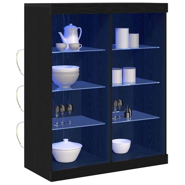 vidaXL LED-Sideboard Schwarz Eichen-Optik 41 x 37 x 100 cm