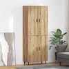 vidaXL Highboard 2 pcs Artisan-Eiche Engineered Wood und Glas