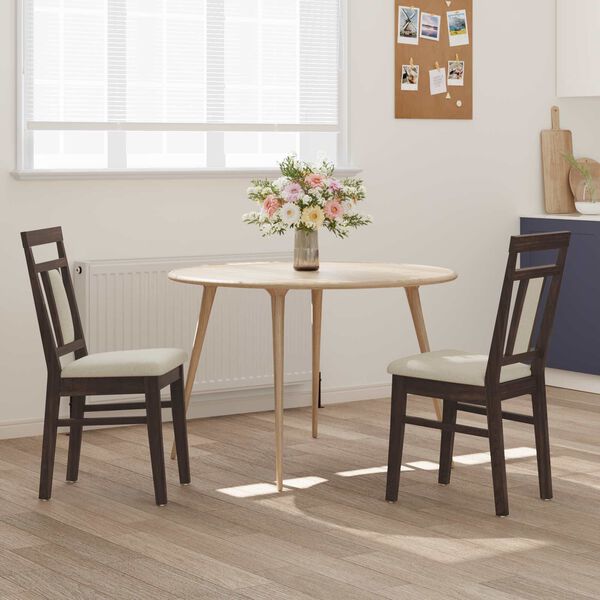 vidaXL Esszimmerstuhl 2 pcs Hellbraun und hell Massives Gummiholz