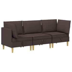 vidaXL Modular Sofa Set mit Stauraum 3 pcs Dunkelbraun Stoff