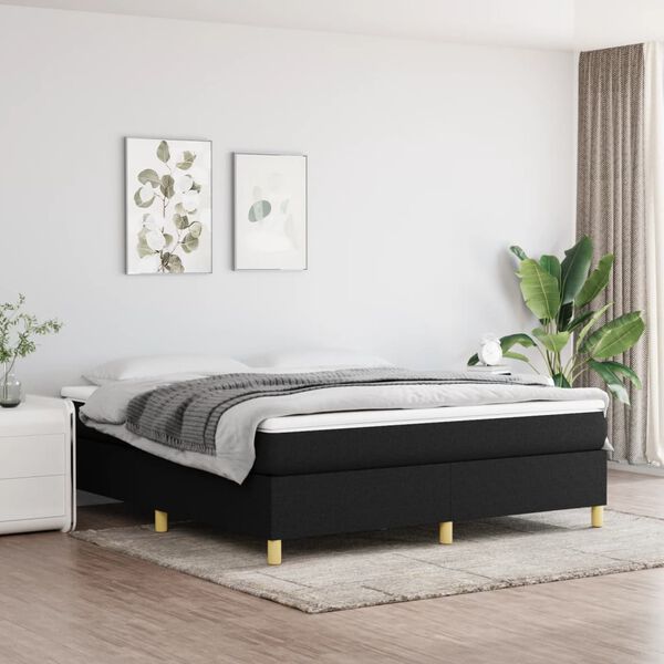 vidaXL Boxspringbett mit Matratze Schwarz 160x200 cm Stoff