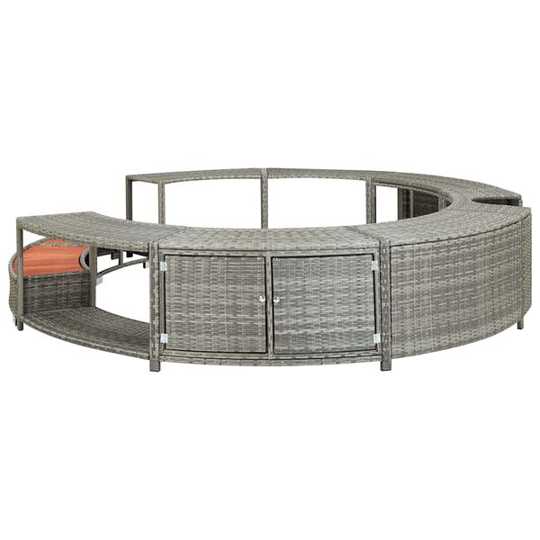 vidaXL Whirlpool-Umrandung Grau Poly Rattan