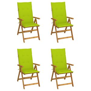 vidaXL 4er-Set verstellbare Klappst&uuml;hle mit Kissen aus massivem Akazienholz