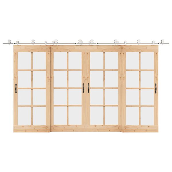 vidaXL Schiebet&uuml;r-Beschlagsatz 200 cm Edelstahl Silbern