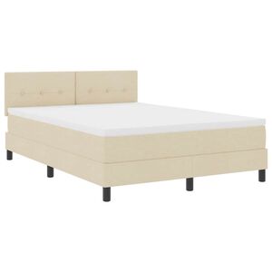 vidaXL Boxspringbett mit LED-Lichtleisten Creme 140 x 200 cm Stoff