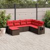 vidaXL 7-teiliges Gartensofa-Set mit Kissen, braun, Polyrattan