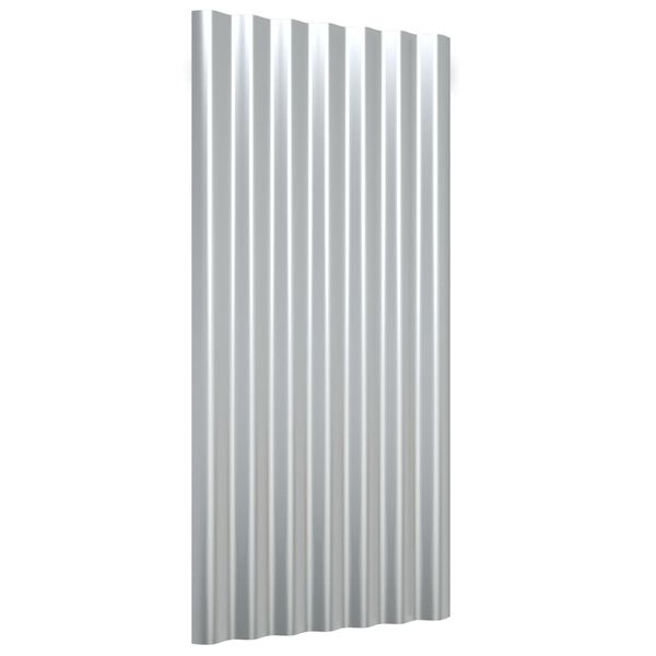 vidaXL Dachpaneele 12 Stk. Verzinkter Stahl Silber 80x36 cm