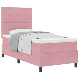 vidaXL Boxspringbett mit Matratze mit Kopfteil Rosa 80 x 200 cm Stoff