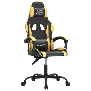 vidaXL Gaming-Stuhl Drehbar Schwarz und Golden Kunstleder