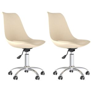 vidaXL Esszimmerst&uuml;hle 2 Stk. Drehbar Creme Stoff