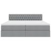 vidaXL Bett mit LED-Lichtleisten Hellgrau 180 x 200 cm Stoff