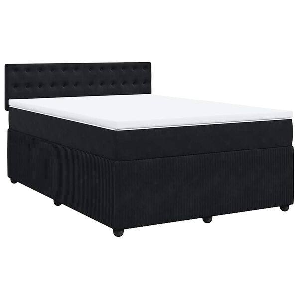 vidaXL Boxspringbett mit Matratze Schwarz 140x200 cm Samt