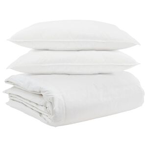 vidaXL Bettdecken Set mit Kissen 3 pcs Wei&szlig; Daunenfeder