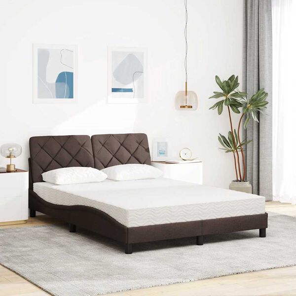 vidaXL Bett mit Matratze Dunkelbraun 140x200 cm Stoff