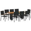 vidaXL Garten Essgruppe 9 stk. Schwarz Poly-Rattan