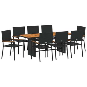 vidaXL Garten Essgruppe 9 stk. Schwarz Poly-Rattan