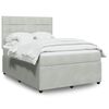 vidaXL Boxspringbett mit Matratze Hellgrau 160x200 cm Samt