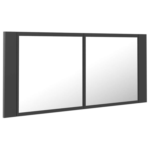 vidaXL LED-Bad-Spiegelschrank Grau 100x12x45 cm Acryl