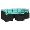 vidaXL Gartensofa-set 7 stk. 6-Sitzanzahl Schwarz und T&uuml;rkis
