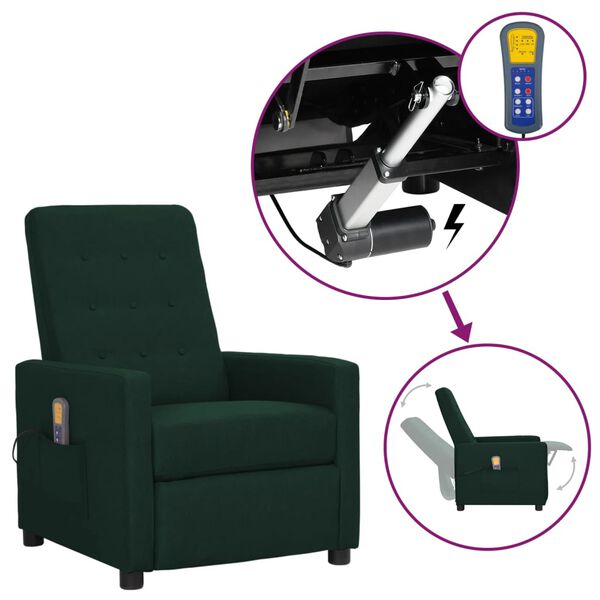 vidaXL Massagesessel mit Aufstehhilfe Dunkelgr&uuml;n Stoff