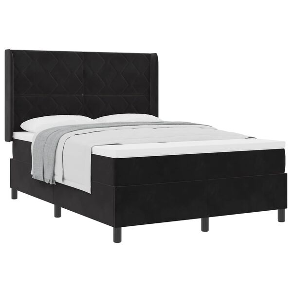 vidaXL Boxspringbett mit Kopfteil Schwarz 140 x 190 cm Samt