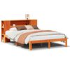 vidaXL Massivholzbett mit Regal ohne Matratze Wachsbraun 140x200 cm