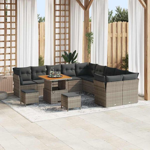 vidaXL Gartensofa-set 13 pcs Grau Poly-Rattan