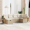 vidaXL Garten-Sofa-Set mit Kissen mit Speicher 6 pcs Beige Poly Rattan