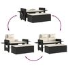 vidaXL Gartenbank Verstellbar mit Kissen Schwarz Poly Rattan