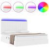 vidaXL Bett mit Stauraum und LED Reinwei&szlig; 200 x 200 cm Kunstleder