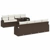 vidaXL Gartensofa-set mit Kissen mit Speicher 9 pcs Braun Poly Rattan