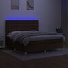 vidaXL Boxspringbett mit Matratze & LED Dunkelbraun 180x200 cm Stoff