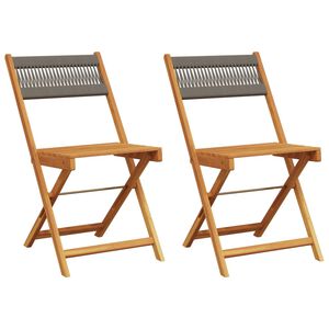 vidaXL Klappst&uuml;hle, 2 St&uuml;ck, graues Massivholz Akazie und Seil