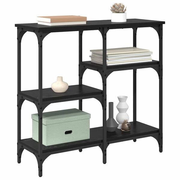 vidaXL Konsolentisch mit Regal Schwarz Eichen-Optik 80 x 29 x 75 cm