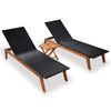 vidaXL Sonnenliegen 2 Stk. mit Tisch Poly Rattan Massivholz Akazie