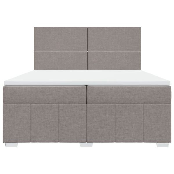 vidaXL Boxspringbett mit Matratze Taupe 200x200 cm Stoff