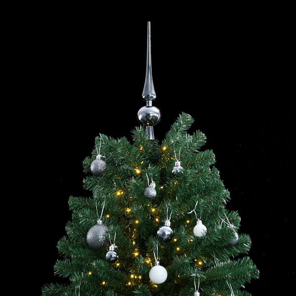 vidaXL K&uuml;nstlicher Weihnachtsbaum Klappbar 300 LEDs & Kugeln 210 cm