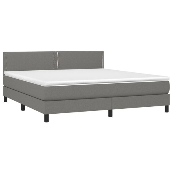 vidaXL Boxspringbett mit Matratze & LED Dunkelgrau 160x200 cm Stoff