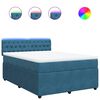 vidaXL Boxspringbett mit Matratze Blau 140x200 cm Samt