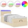 vidaXL Ottoman-Bett mit Matratze & LEDs Creme 80x200 cm Stoff