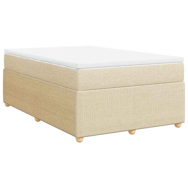 vidaXL Boxspringbett mit Matratze Creme 120x190 cm Stoff