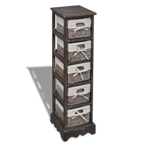 vidaXL Korbregal Holz mit 5 K&ouml;rben Braun