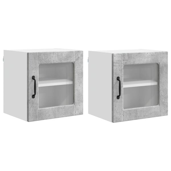 vidaXL K&uuml;chenschrank 2 pcs Beton Grau 40 x 31 x 40 cm Holzwerkstoff