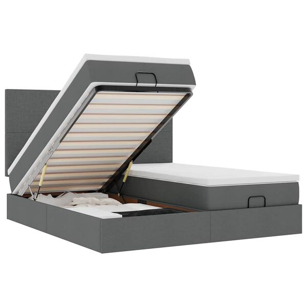 vidaXL Ottoman-Bett mit Matratzen Dunkelgrau 200x200 cm Stoff
