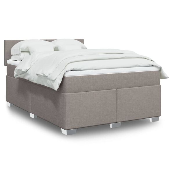 vidaXL Boxspringbett mit Matratze Taupe 140x190 cm Stoff