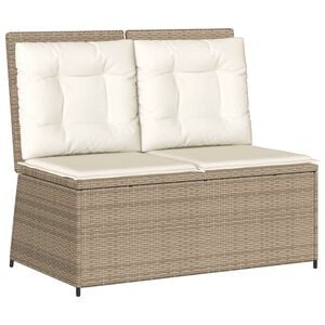 vidaXL Gartenbank mit Kissen Beige Poly Rattan