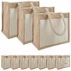 vidaXL Jute-Handtaschen mit Tasche 10 Nat&uuml;rlich und Wei&szlig;